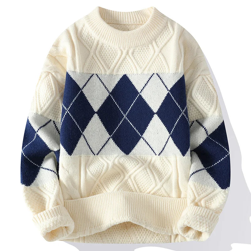 Men's Slim Checkered Sweater.