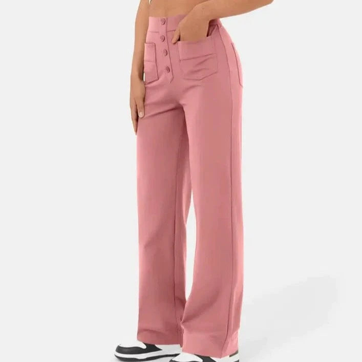 high-waisted elastic casual pants