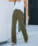 high-waisted elastic casual pants