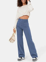 high-waisted elastic casual pants