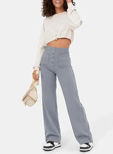 high-waisted elastic casual pants